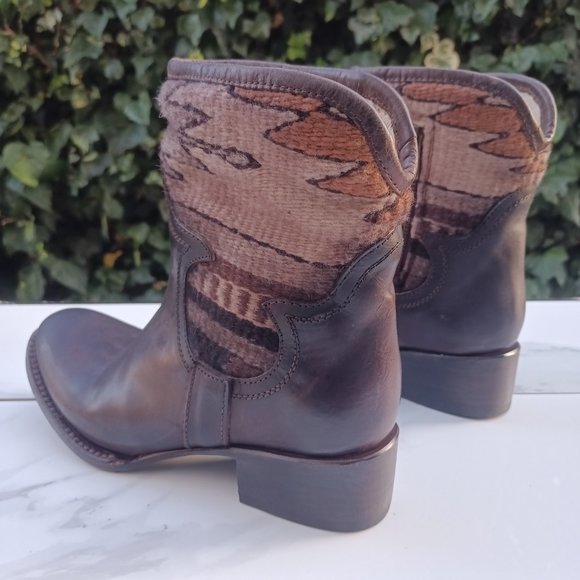 Freebird By Steven Shine Blanket Shaft Western BOHO Bootie Women's Size 7 Brown - Picture 4 of 11